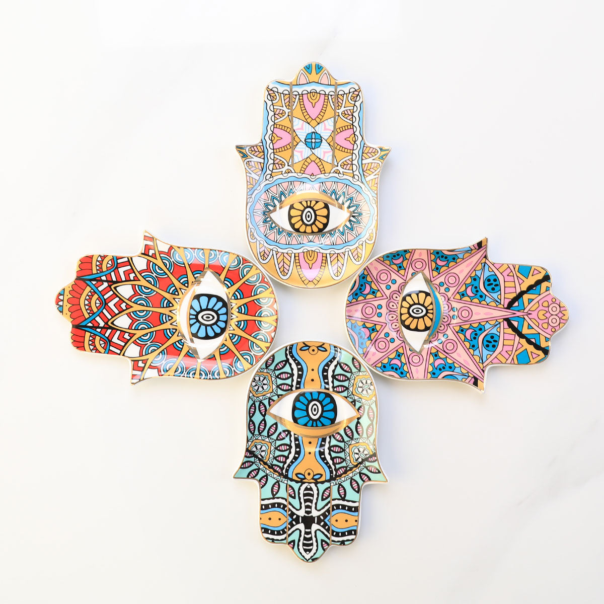 Olivenorma Hamsa Evil Eye Ceramic Crystal Holder Coaster