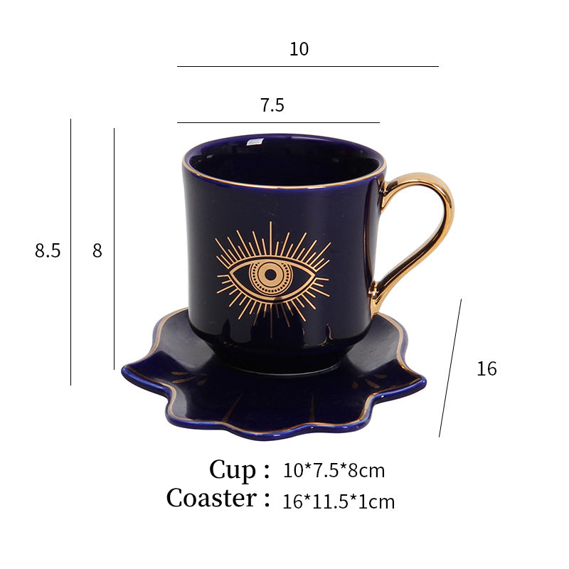 Olivenorma Hamsa Evil Eye Tea Cup Saucer Set Coaster