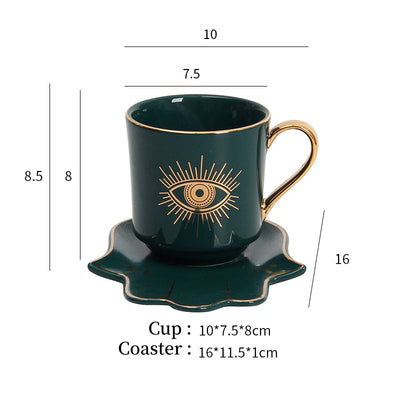 Olivenorma Hamsa Evil Eye Tea Cup Saucer Set Coaster