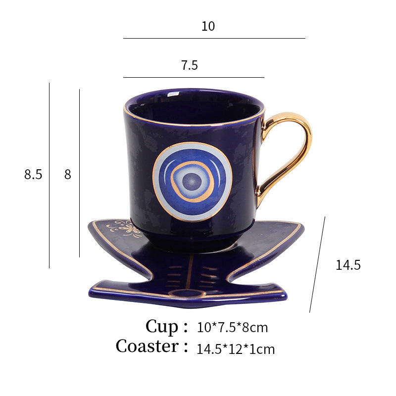 Olivenorma Hamsa Evil Eye Tea Cup Saucer Set Coaster