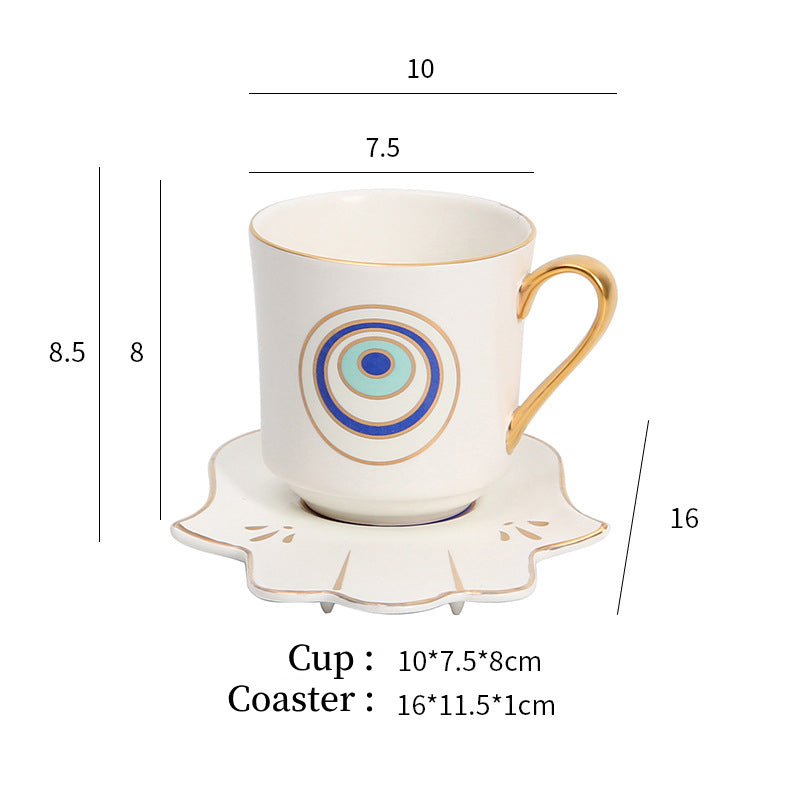 Olivenorma Hamsa Evil Eye Tea Cup Saucer Set Coaster