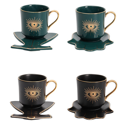 Olivenorma Hamsa Evil Eye Tea Cup Saucer Set Coaster