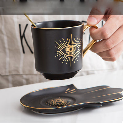 Olivenorma Hamsa Evil Eye Tea Cup Saucer Set Coaster