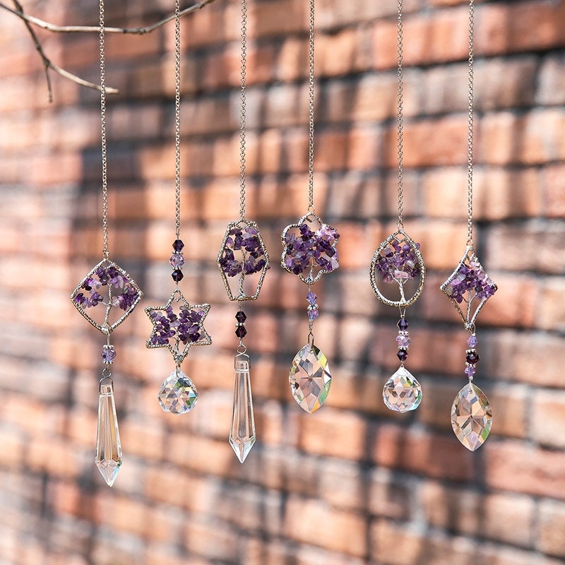 Olivenorma Natural Amethyst Tree Of Life Suncatcher Wind Chime