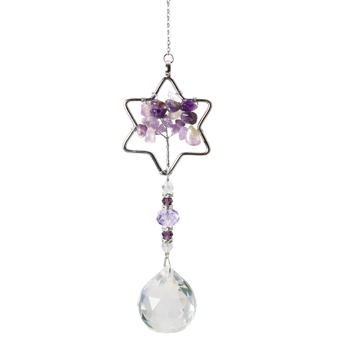 Olivenorma Natural Amethyst Tree Of Life Suncatcher Wind Chime