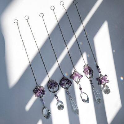 Olivenorma Natural Amethyst Tree Of Life Suncatcher Wind Chime