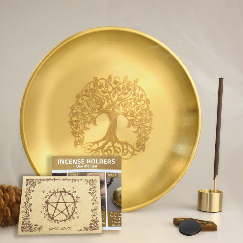 Olivenorma Tree Of Life Nine Hole Holy Plate Insence Holder Set