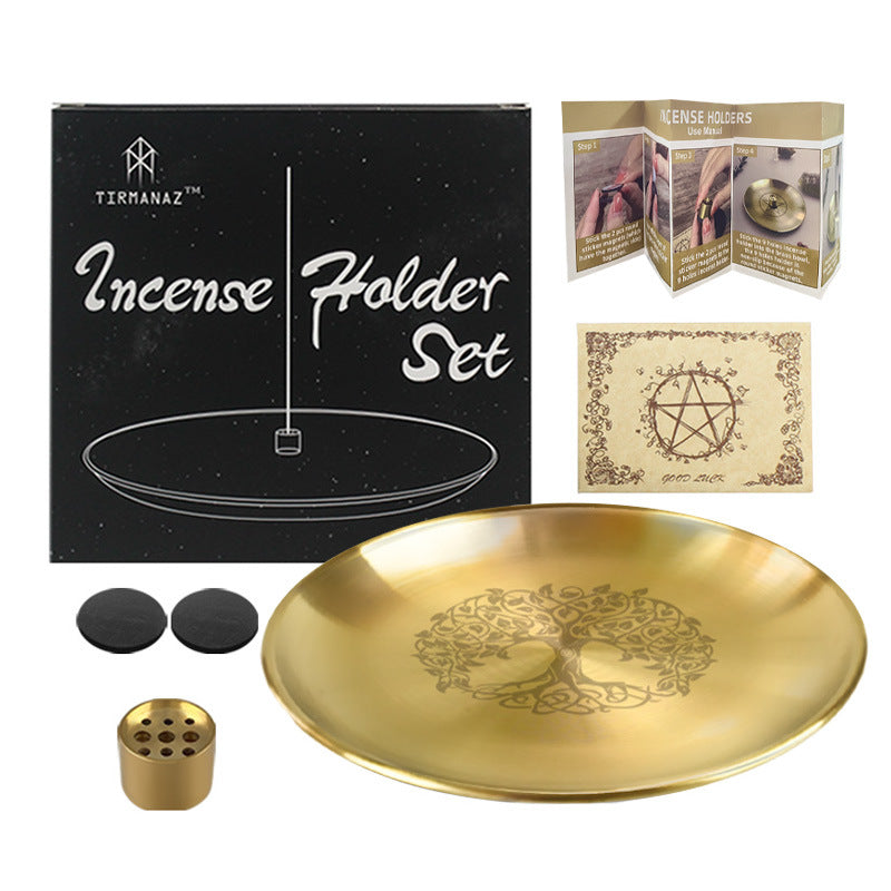 Olivenorma Tree Of Life Nine Hole Holy Plate Insence Holder Set