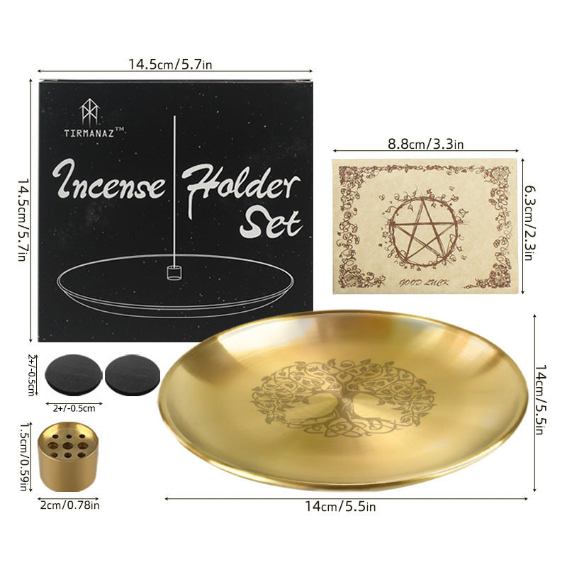 Olivenorma Tree Of Life Nine Hole Holy Plate Insence Holder Set