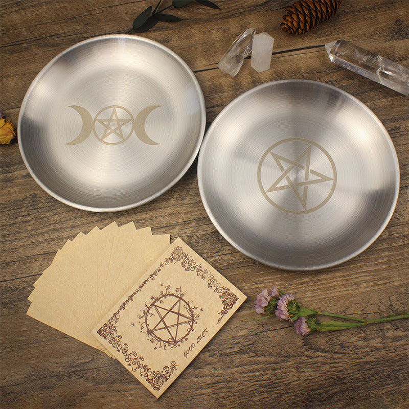 Olivenorma Phase Moon Pentagram Stainless Steel Silver Holy Plate