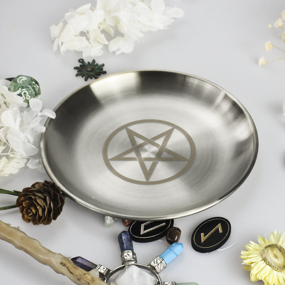 Olivenorma Phase Moon Pentagram Stainless Steel Silver Holy Plate