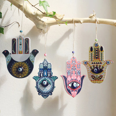 Olivenorma Geometric Wooden Hamsa Wall Decor Ornament