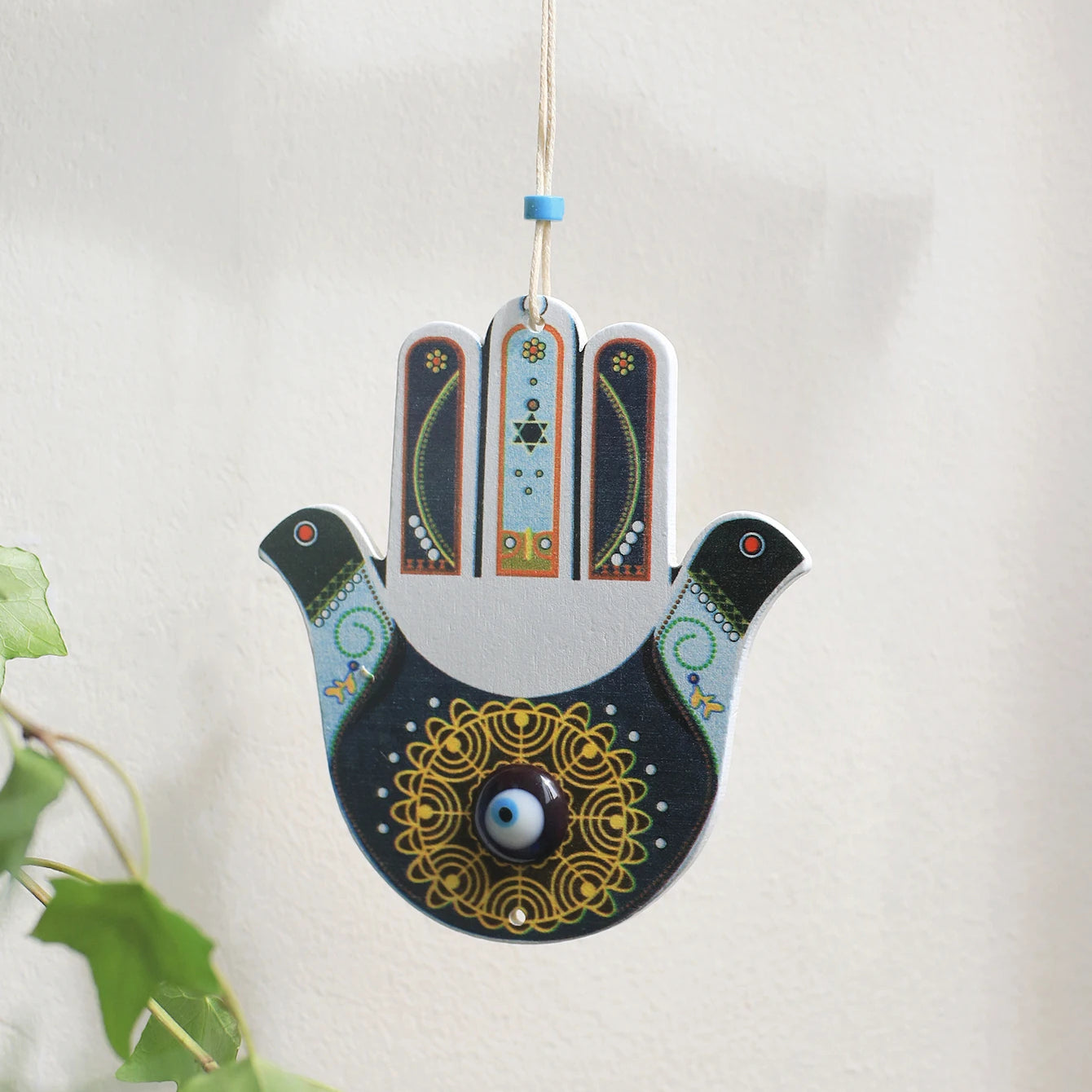 Olivenorma Geometric Wooden Hamsa Wall Decor Ornament