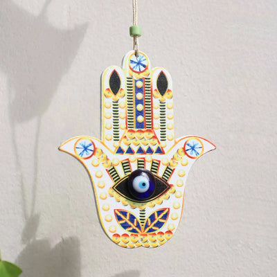 Olivenorma Geometric Wooden Hamsa Wall Decor Ornament