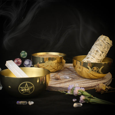 Olivenorma Pentacle Brass Divination Meditation Incense Burner Holy Bowl