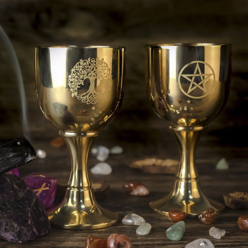 Olivenorma Triphase Moon Pentacle Meditation Divination Brass Chalice