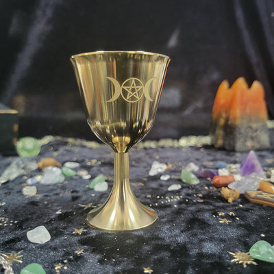 Olivenorma Triphase Moon Pentacle Meditation Divination Brass Chalice