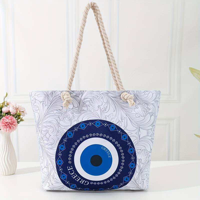 Olivenorma Blue Evil Eye Women Beach Tote Bag