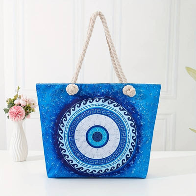 Olivenorma Blue Evil Eye Women Beach Tote Bag