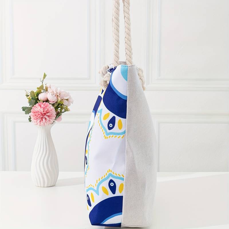 Olivenorma Blue Evil Eye Women Beach Tote Bag