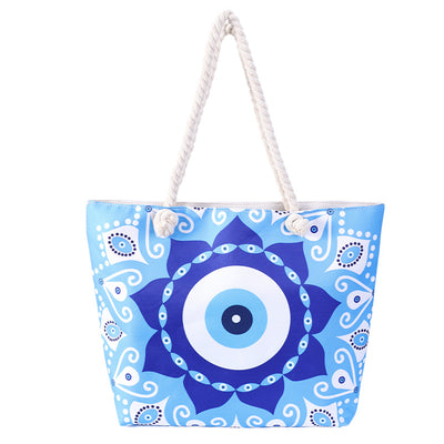 Olivenorma Blue Evil Eye Women Beach Tote Bag