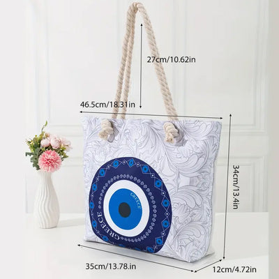 Olivenorma Blue Evil Eye Women Beach Tote Bag