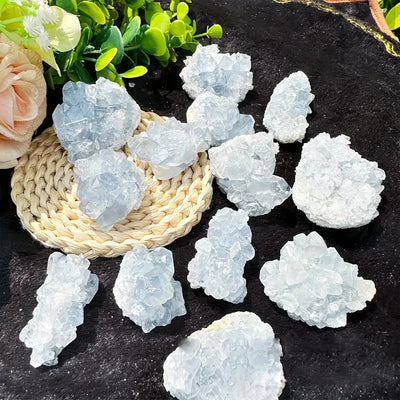 Olivenorma Irregular Natural Celestine Crystal Cluster Natural Stone