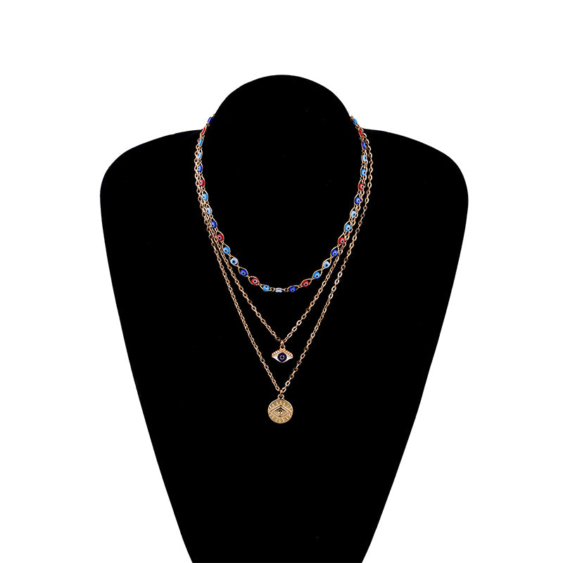 Olivenorma Three Layer Colorful Devil's Eye Necklace