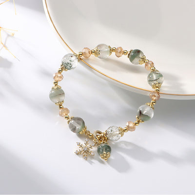 Olivenorma Green Phantom Quartz Zircon Snowflake Pendant Bracelet