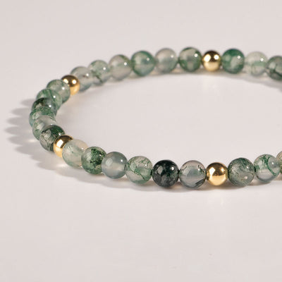 Olivenorma Moss Agate 4mm Beaded Adjustable Bracelet