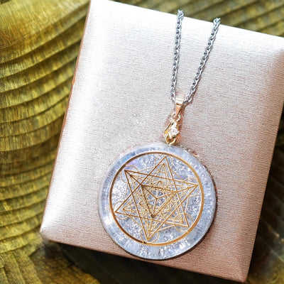 Olivenorma Clear Crystal Metatron's Cube Symbol Orgone Necklace - Clear Crystal&Metatron's Cube Symbol - image 0