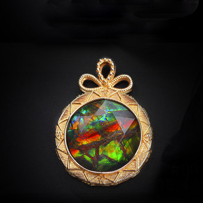 Olivenorma Natural Ammolite 925 Silver Necklace