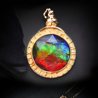 Olivenorma Natural Ammolite 925 Silver Necklace