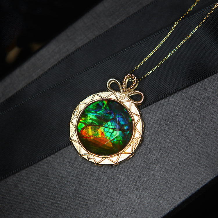 Olivenorma Natural Ammolite 925 Silver Necklace