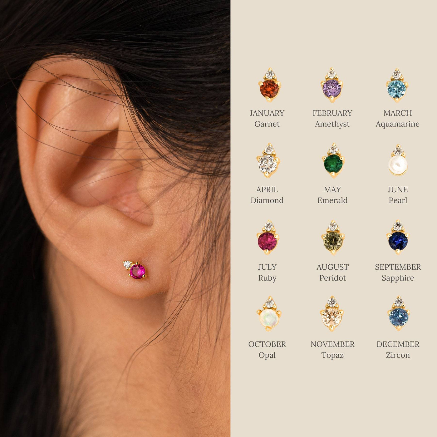 Olivenorma Raindrop Birthstone Stud Earrings