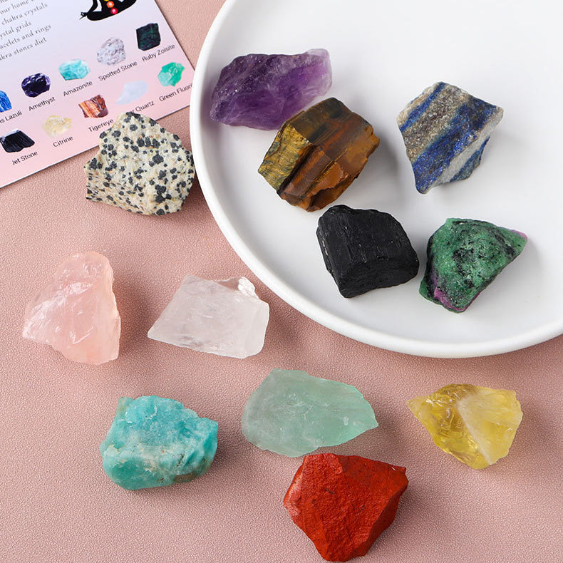 Olivenorma Natural Stone 12 Kinds Of Rough Crystal Set