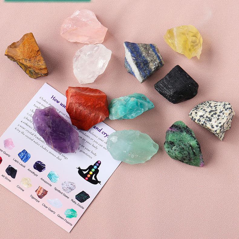 Olivenorma Natural Stone 12 Kinds Of Rough Crystal Set