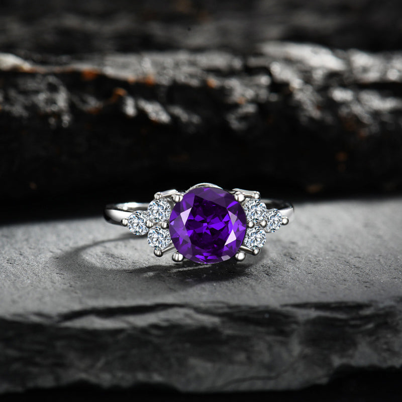 Olivenorma "The Soothing Presence" - Amethyst with Zircon Ring