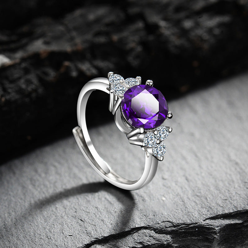 Olivenorma "The Soothing Presence" - Amethyst with Zircon Ring