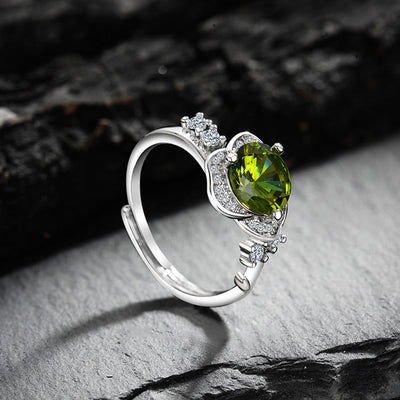 Olivenorma "The Instant Heartbeat" - Peridot with Zircon Empathy Ring