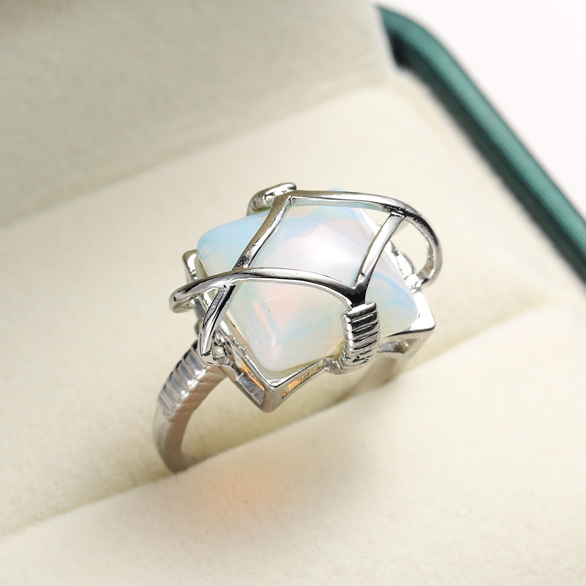 Olivenorma White Opalite Engagement Party Ring