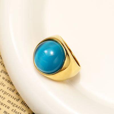 Olivenorma Large Cat's Eye Stone Gemstone Ring