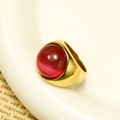 Olivenorma Large Cat's Eye Stone Gemstone Ring