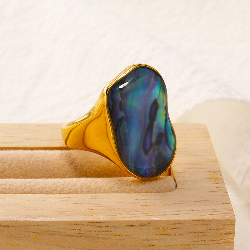 Olivenorma Natural Irregular Colored 18K Titanium Steel Ring