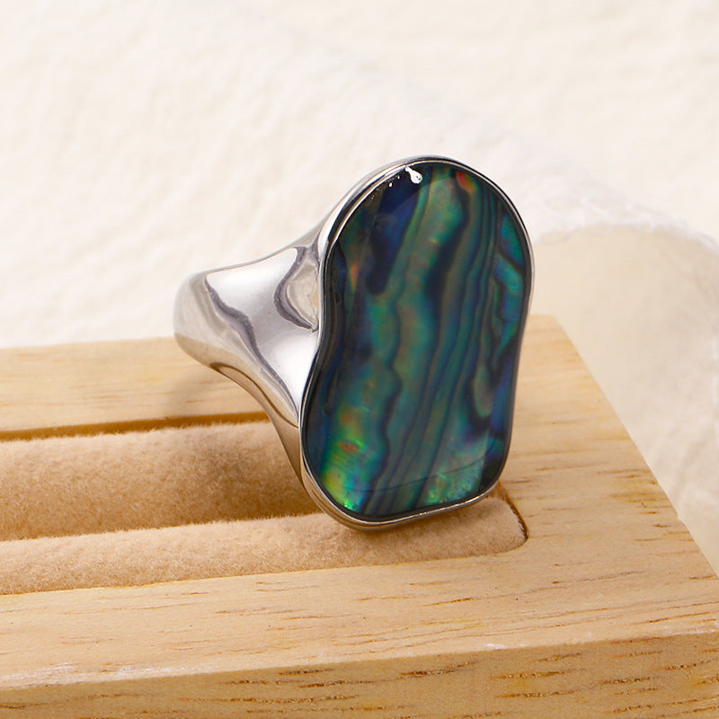 Olivenorma Natural Irregular Colored 18K Titanium Steel Ring