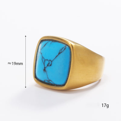 Olivenorma Natural Stone Square Cut 18K Gold Plated Ring