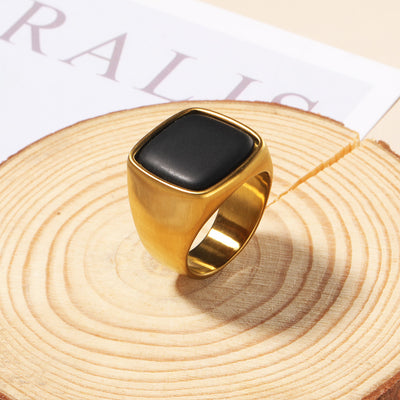 Olivenorma Natural Stone Square Cut 18K Gold Plated Ring