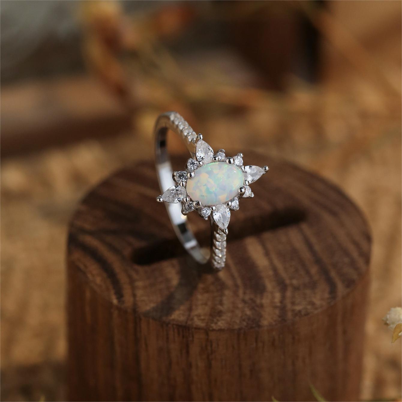 Olivenorma Dainty S925 Opal Engagement Ring