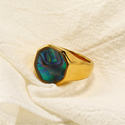 Olivenorma Geometry Nacre Abalone Shell Ring