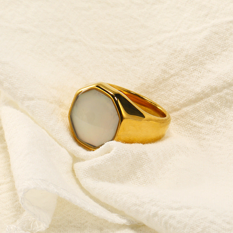 Olivenorma Geometry Nacre Abalone Shell Ring